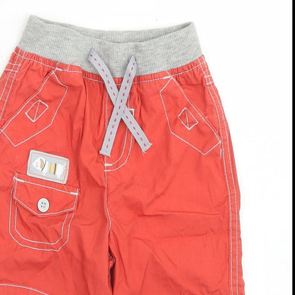 /tu Boys Orange  Cotton Cargo Trousers Size 6-9 Months  Drawstring