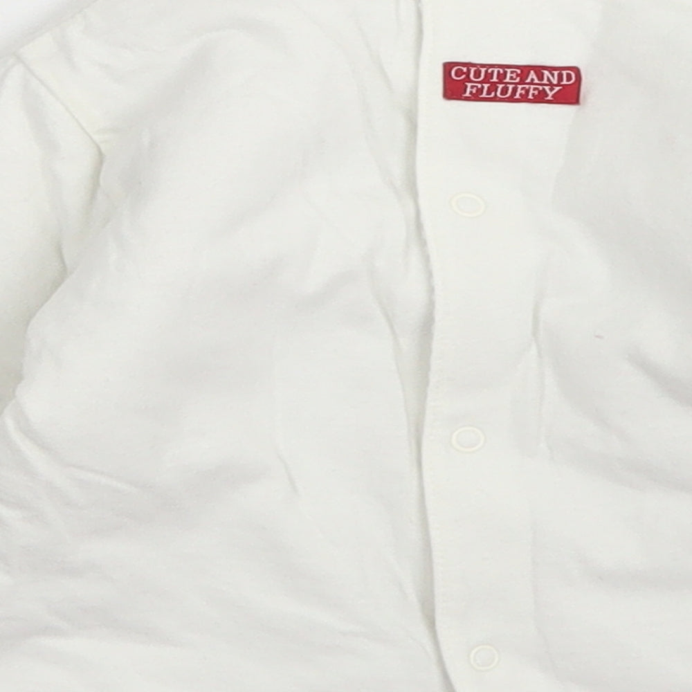 Mothercare Girls White  Cotton Basic T-Shirt Size 6-9 Months Crew Neck Snap