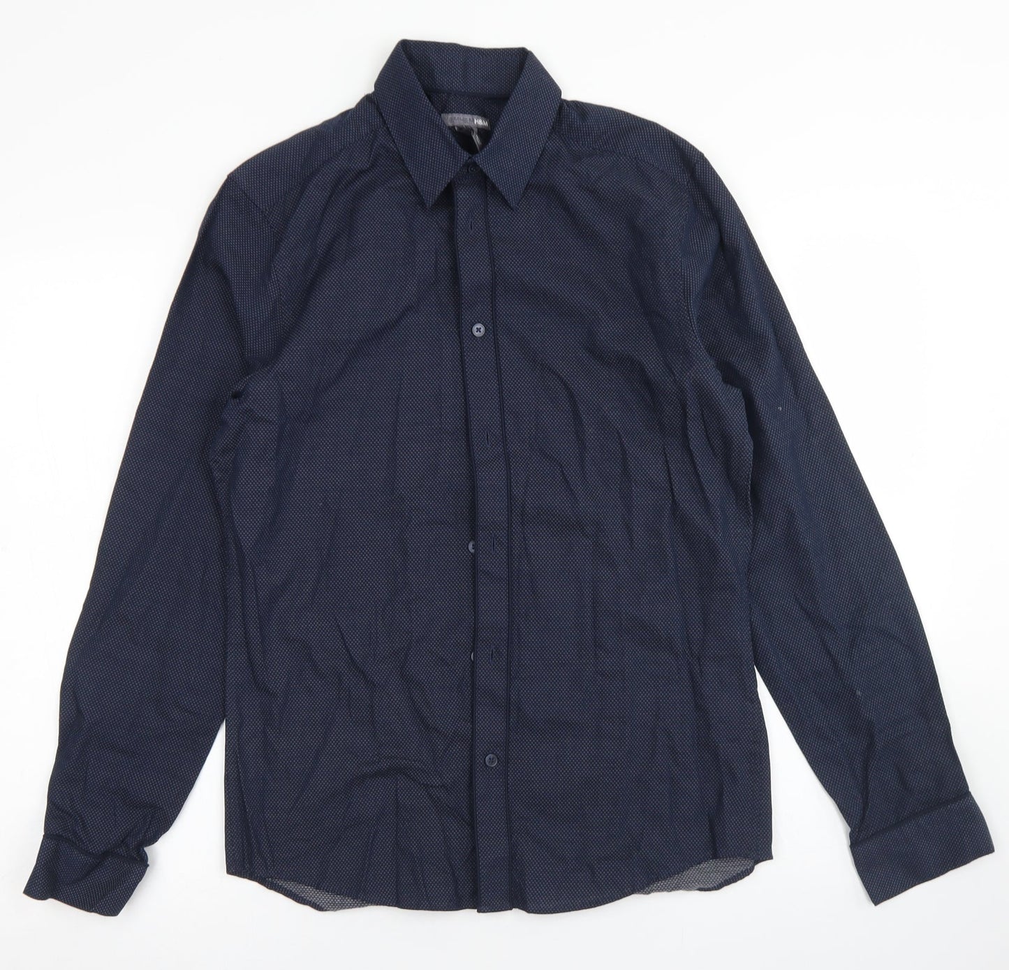 Mens UK Size S H&M Blue  Button-Up Long Sleeve Casual Shirt
