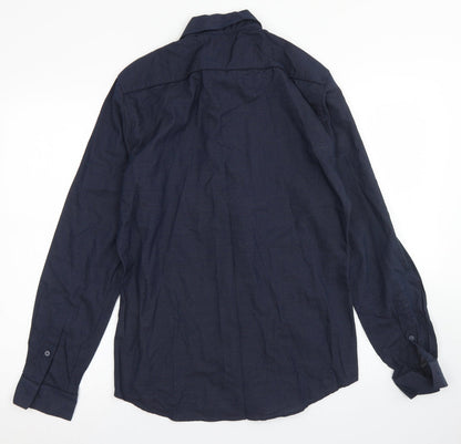 Mens UK Size S H&M Blue  Button-Up Long Sleeve Casual Shirt