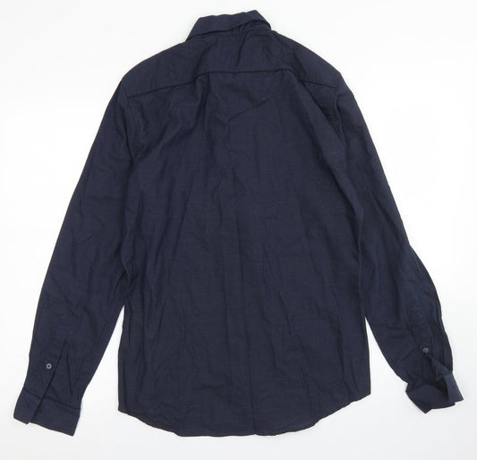 Mens UK Size S H&M Blue  Button-Up Long Sleeve Casual Shirt
