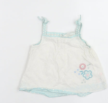 Baby Boutique Girls White  Cotton Camisole Blouse Size 12-18 Months Square Neck