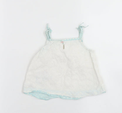 Baby Boutique Girls White  Cotton Camisole Blouse Size 12-18 Months Square Neck