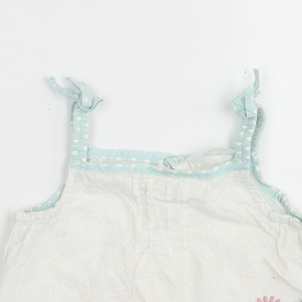 Baby Boutique Girls White  Cotton Camisole Blouse Size 12-18 Months Square Neck