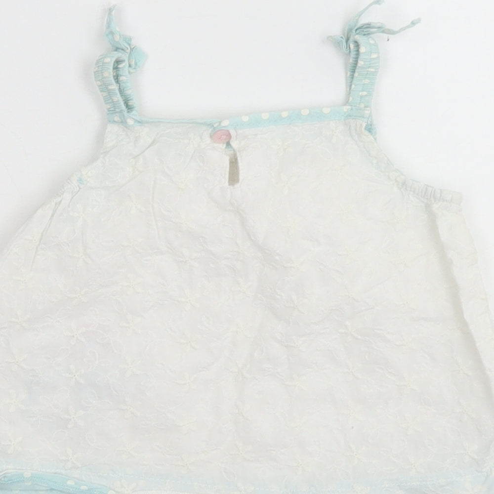 Baby Boutique Girls White  Cotton Camisole Blouse Size 12-18 Months Square Neck