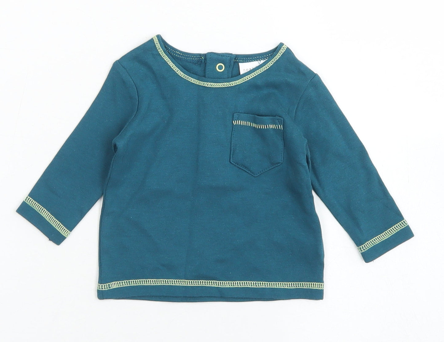 NEXT Boys Green  Cotton Basic T-Shirt Size 0-3 Months Crew Neck Snap