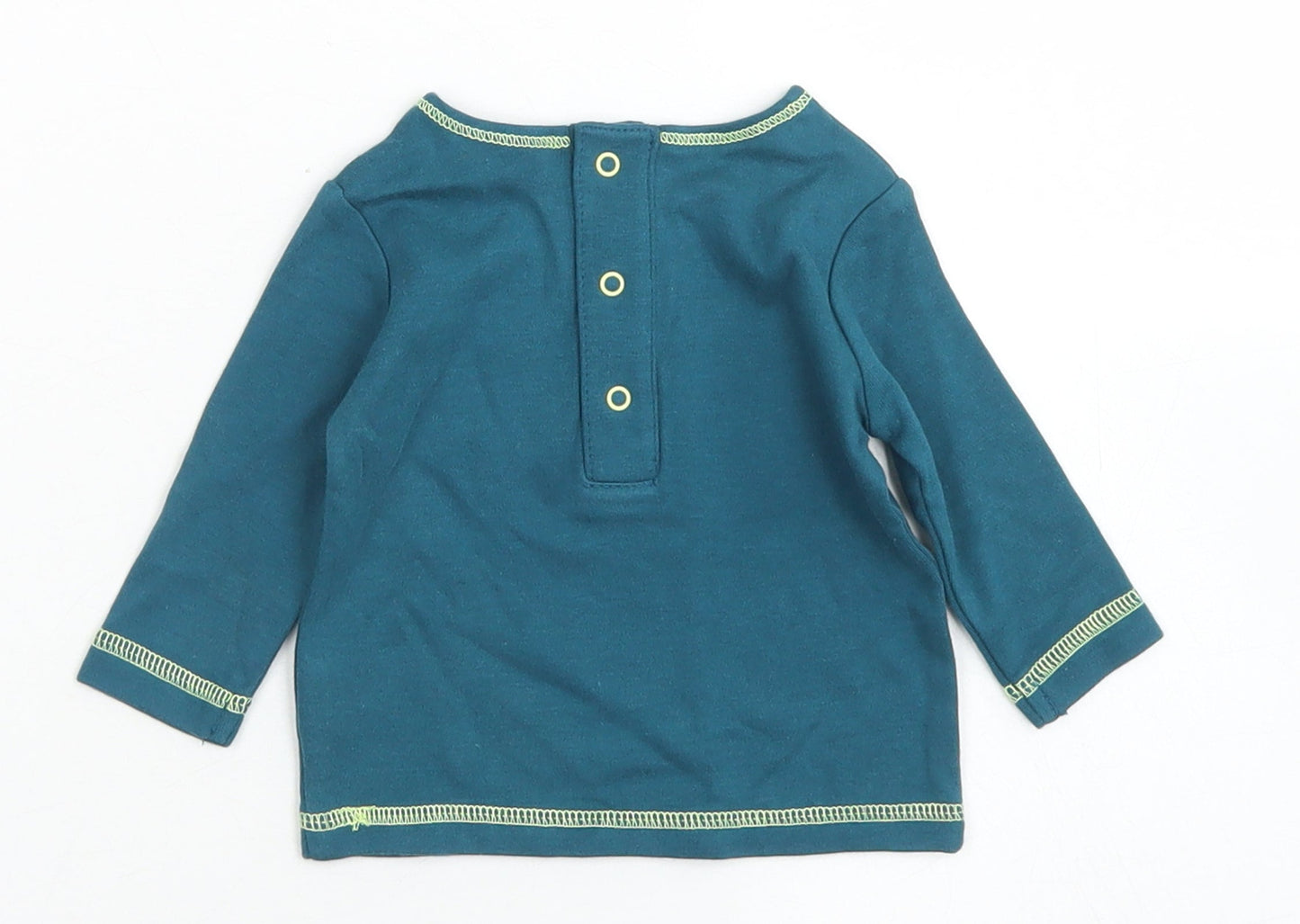 NEXT Boys Green  Cotton Basic T-Shirt Size 0-3 Months Crew Neck Snap