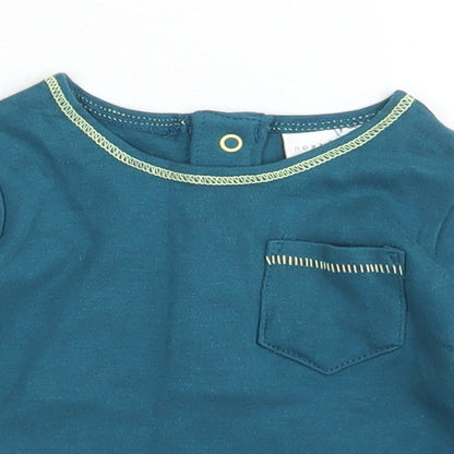 NEXT Boys Green  Cotton Basic T-Shirt Size 0-3 Months Crew Neck Snap