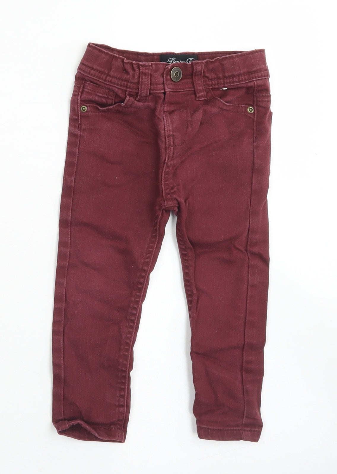Denim Co Boys Purple  Cotton Capri Jeans Size 12-18 Months  Button