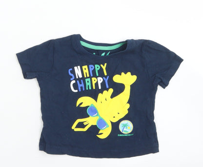 Little Rebel Boys Blue  Cotton Basic T-Shirt Size 9-12 Months Crew Neck  - Lobster