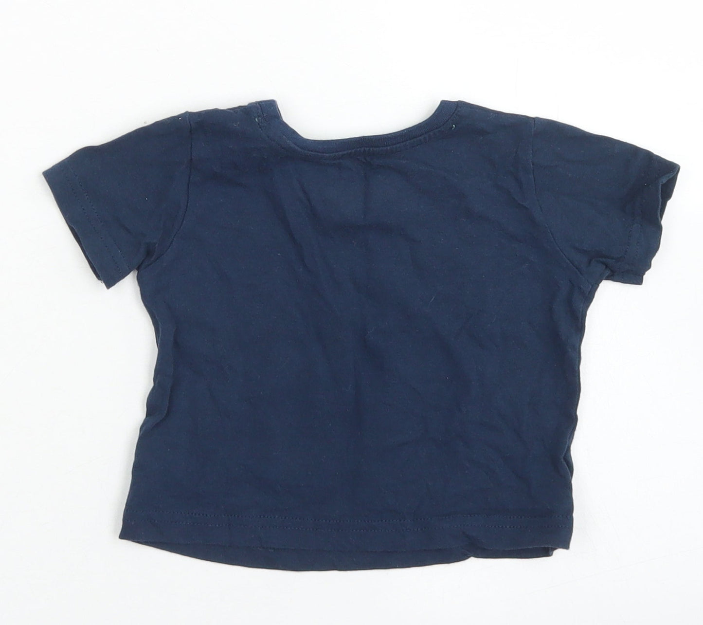 Little Rebel Boys Blue  Cotton Basic T-Shirt Size 9-12 Months Crew Neck  - Lobster