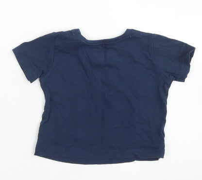 Little Rebel Boys Blue  Cotton Basic T-Shirt Size 9-12 Months Crew Neck  - Lobster