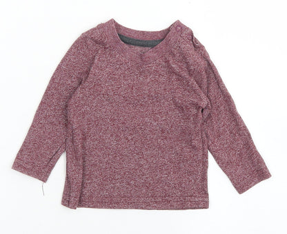 Primark Boys Red  Cotton Basic T-Shirt Size 3-6 Months Crew Neck Snap