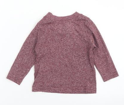 Primark Boys Red  Cotton Basic T-Shirt Size 3-6 Months Crew Neck Snap