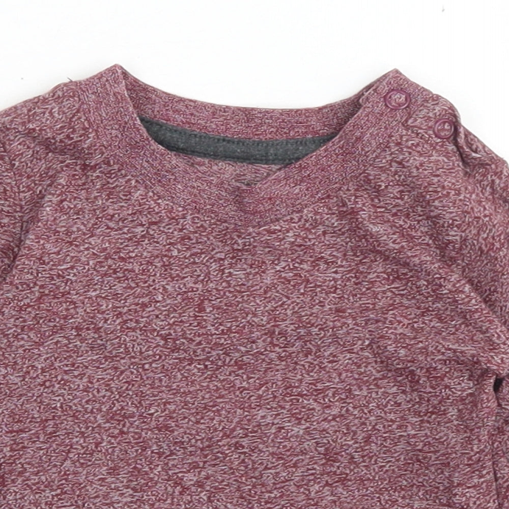 Primark Boys Red  Cotton Basic T-Shirt Size 3-6 Months Crew Neck Snap