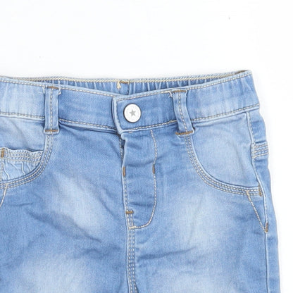 Nutmeg Girls Blue  Cotton Cropped Jeans Size 12-18 Months  Snap
