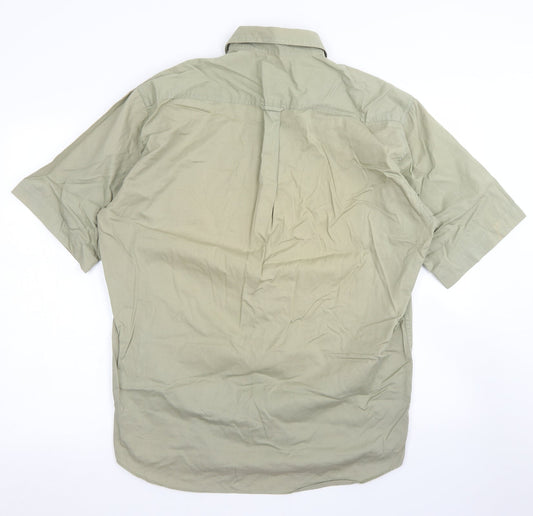 Mens UK Size S Marks & Spencer Green  Button-Up Short Sleeve Casual Shirt