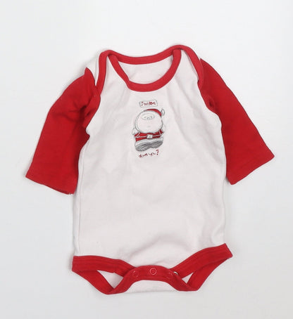 Matalan Baby Red Colourblock Cotton Babygrow One-Piece Size Newborn  Button - Santa I Believe Don't You