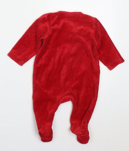 Blue Zoo Baby Red Solid Cotton Cami One Piece Size 0-3 Months  Button - Snowman