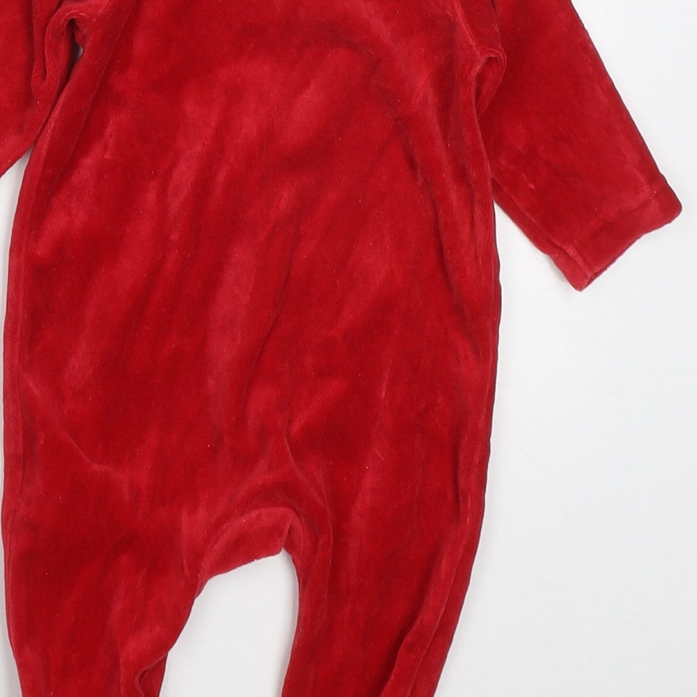 Blue Zoo Baby Red Solid Cotton Cami One Piece Size 0-3 Months  Button - Snowman