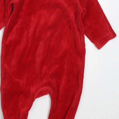 Blue Zoo Baby Red Solid Cotton Cami One Piece Size 0-3 Months  Button - Snowman