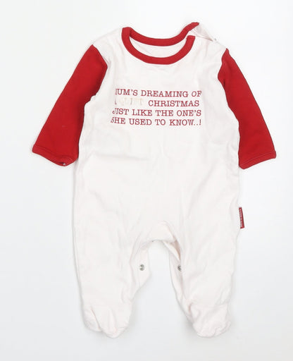 Marks and Spencer Baby Red Colourblock Cotton Cami One Piece Size 9-12 Months  Button - Mum's Dreaming of a Quiet Christmas