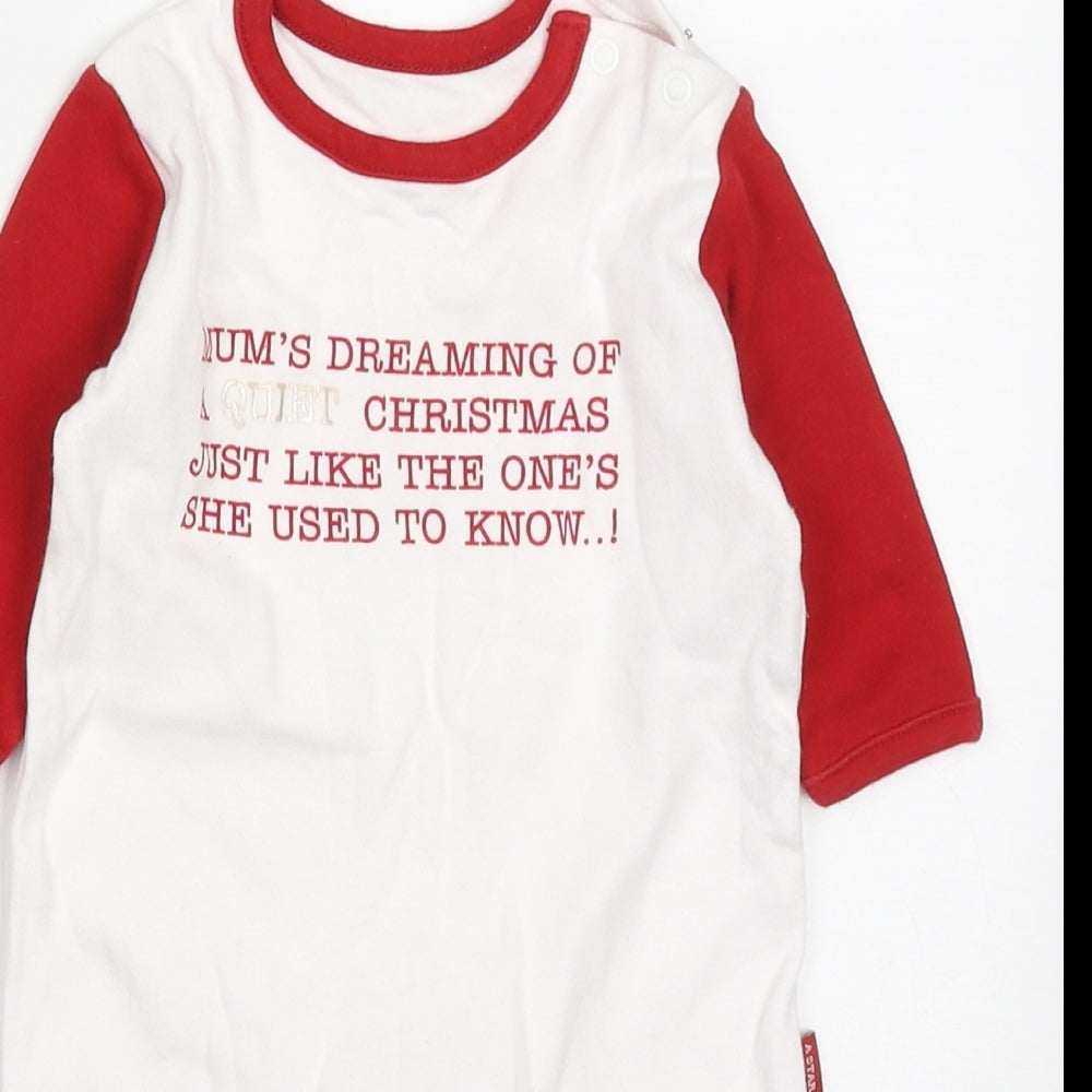 Marks and Spencer Baby Red Colourblock Cotton Cami One Piece Size 9-12 Months  Button - Mum's Dreaming of a Quiet Christmas