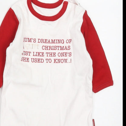 Marks and Spencer Baby Red Colourblock Cotton Cami One Piece Size 9-12 Months  Button - Mum's Dreaming of a Quiet Christmas