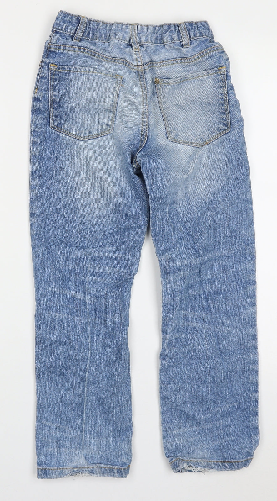 Matalan Boys Blue  Cotton Straight Jeans Size 9 Months  Regular Button - Distressed Look