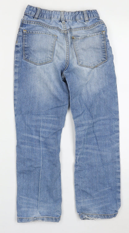 Matalan Boys Blue  Cotton Straight Jeans Size 9 Months  Regular Button - Distressed Look