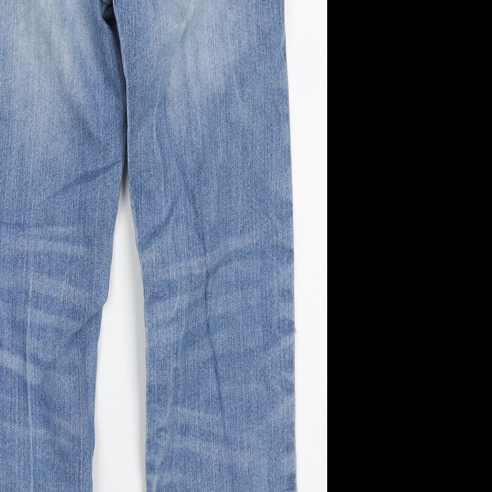 Matalan Boys Blue  Cotton Straight Jeans Size 9 Months  Regular Button - Distressed Look