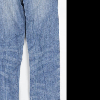 Matalan Boys Blue  Cotton Straight Jeans Size 9 Months  Regular Button - Distressed Look