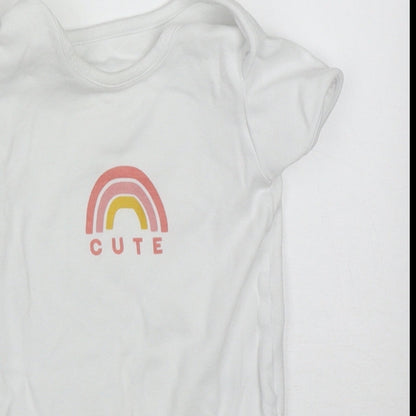 George Girls White  Cotton Babygrow One-Piece Size 18-24 Months  Button - Cute Rainbow