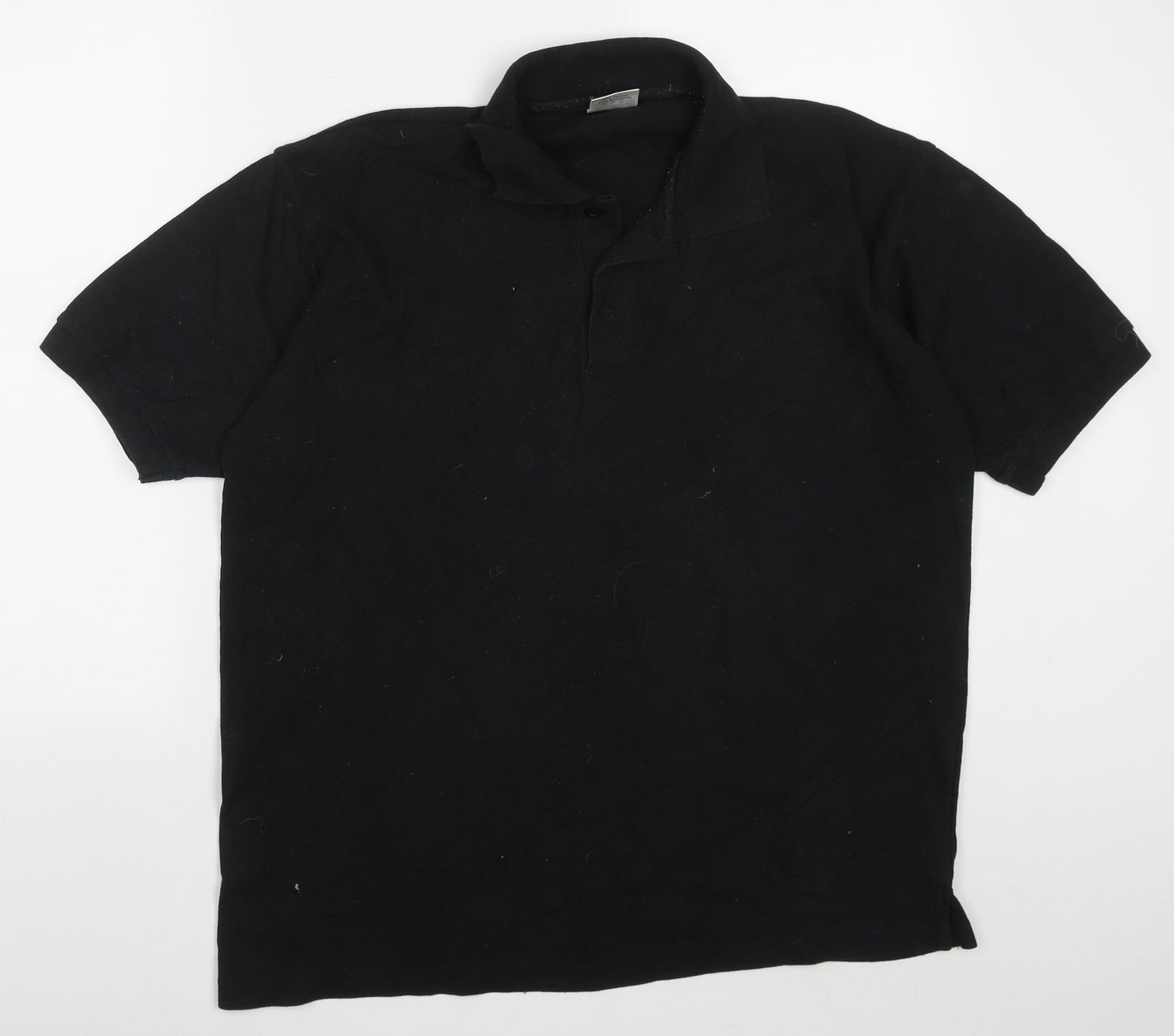 Man Essentials Mens Black  Cotton  Polo Size L V-Neck Pullover