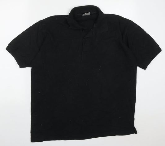 Man Essentials Mens Black  Cotton  Polo Size L V-Neck Pullover