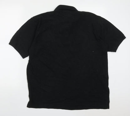 Man Essentials Mens Black  Cotton  Polo Size L V-Neck Pullover