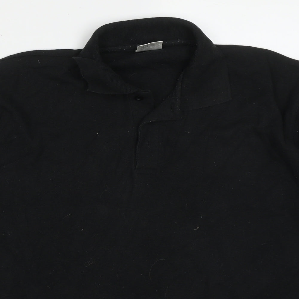 Man Essentials Mens Black  Cotton  Polo Size L V-Neck Pullover