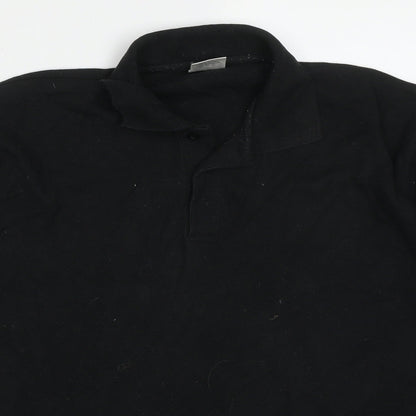 Man Essentials Mens Black  Cotton  Polo Size L V-Neck Pullover