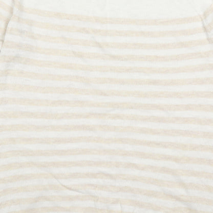 Gap Womens Beige Round Neck Striped Cotton Pullover Jumper Size M