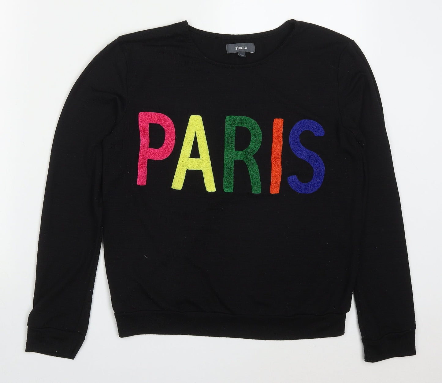 Studio Womens Black  Polyester Pullover Sweatshirt Size 8  Pullover - Paris