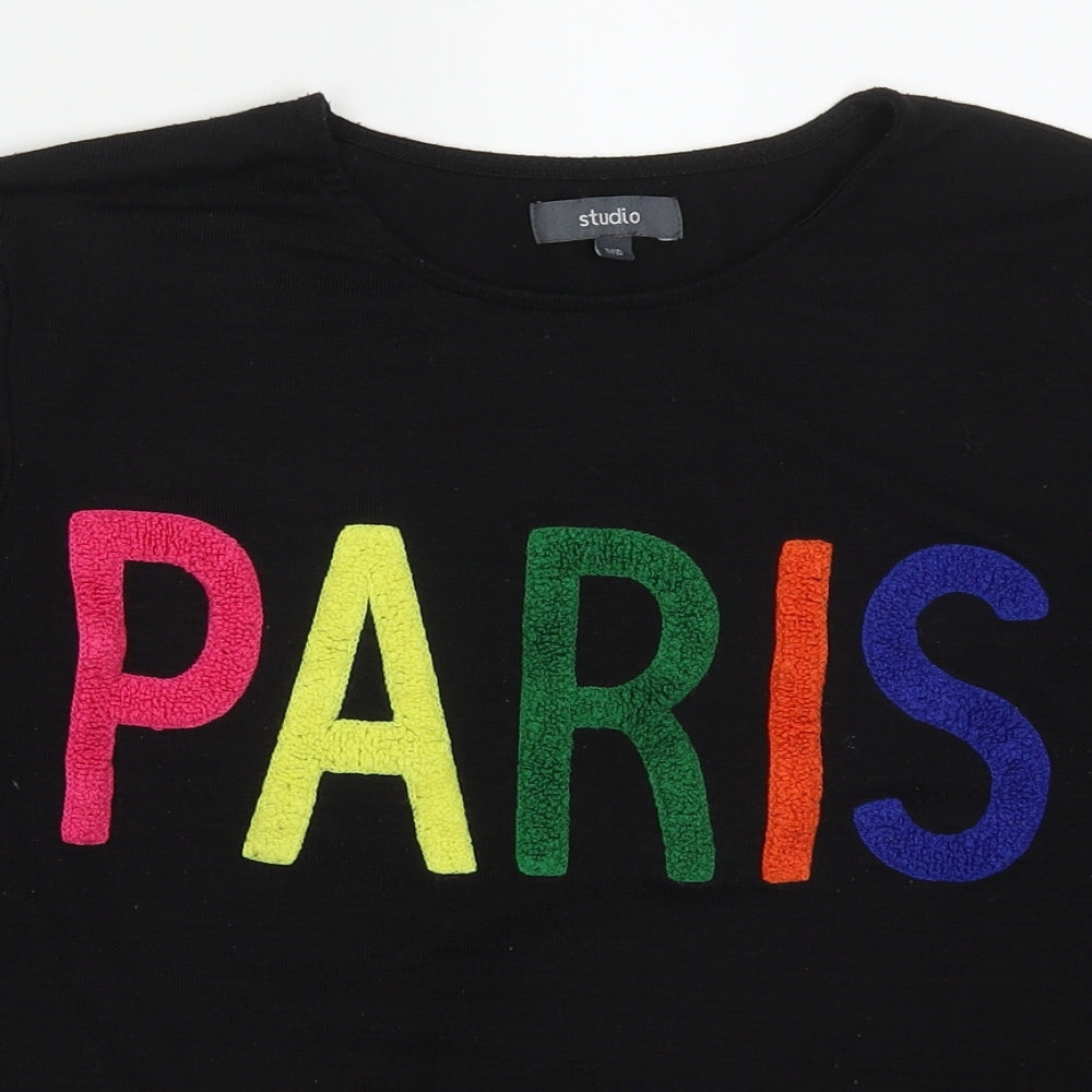 Studio Womens Black  Polyester Pullover Sweatshirt Size 8  Pullover - Paris