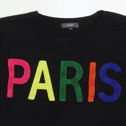 Studio Womens Black  Polyester Pullover Sweatshirt Size 8  Pullover - Paris