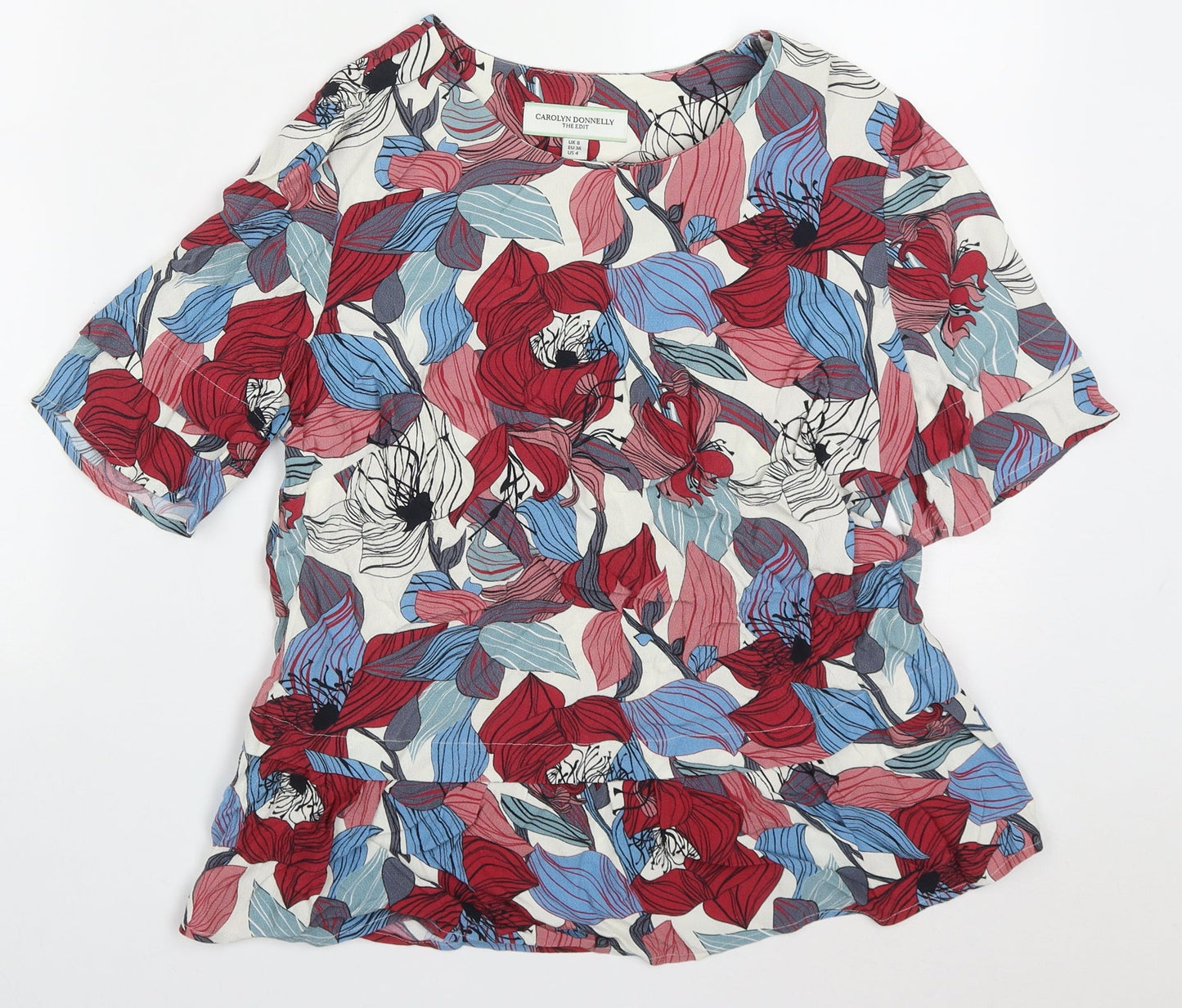 Carolyn Donnelly The Edit Womens Multicoloured Floral Viscose Basic Blouse Size 8 Round Neck