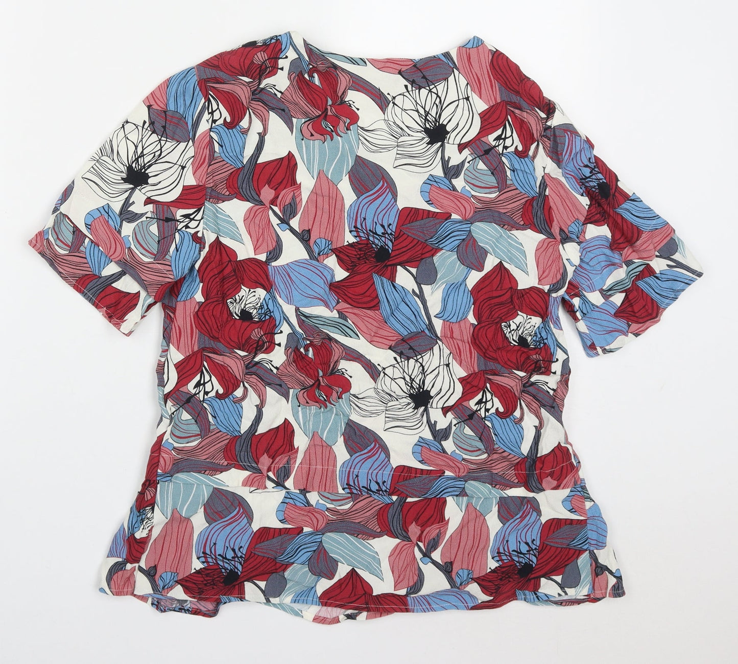 Carolyn Donnelly The Edit Womens Multicoloured Floral Viscose Basic Blouse Size 8 Round Neck