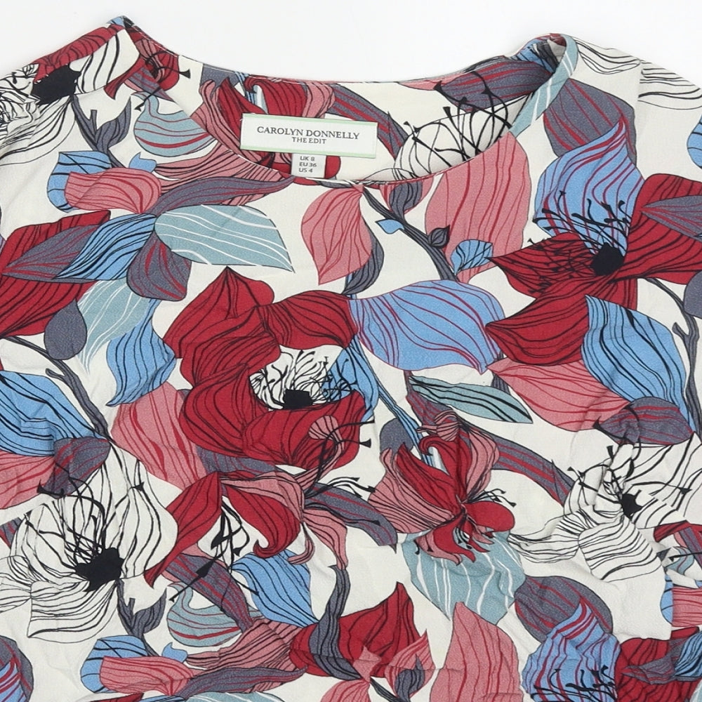 Carolyn Donnelly The Edit Womens Multicoloured Floral Viscose Basic Blouse Size 8 Round Neck