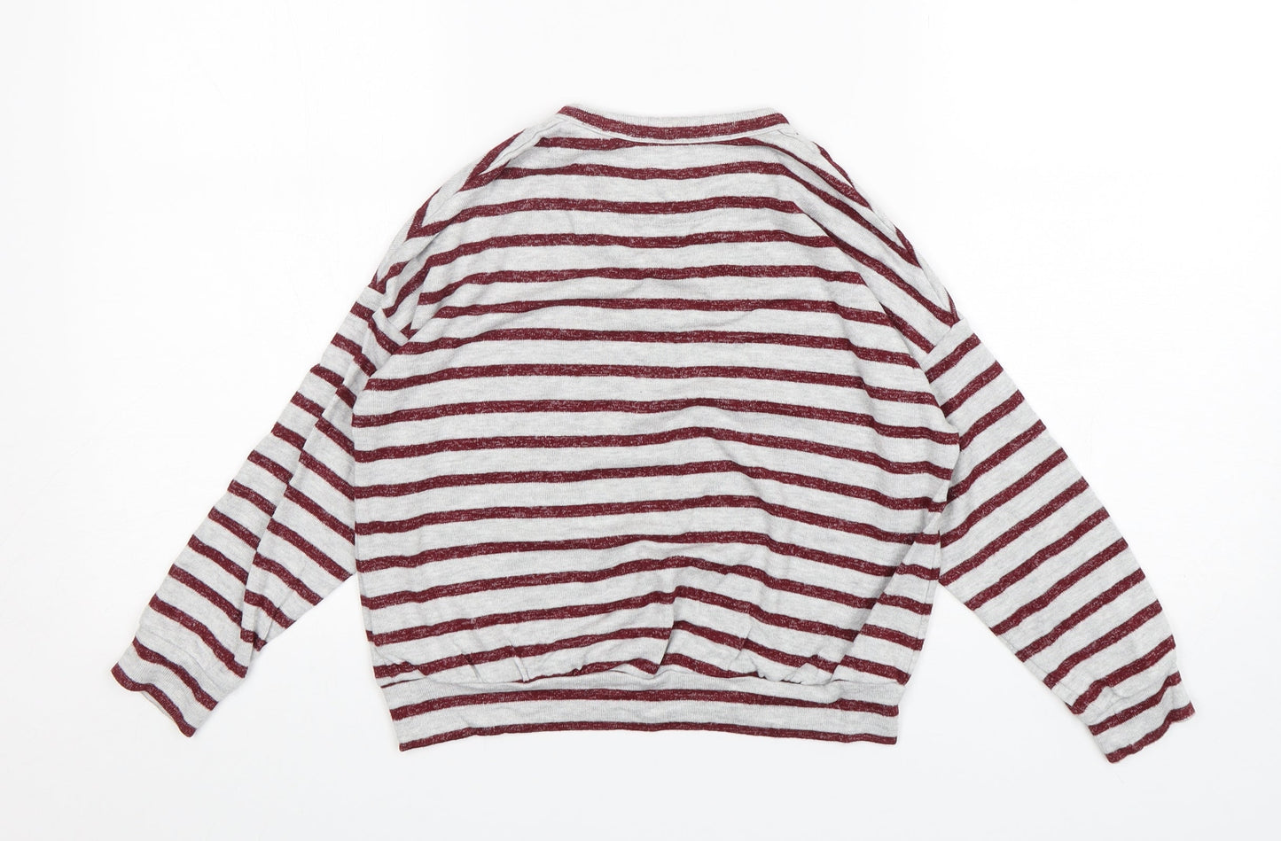 M&S Girls Multicoloured Striped Viscose Pullover Sweatshirt Size 8-9 Years