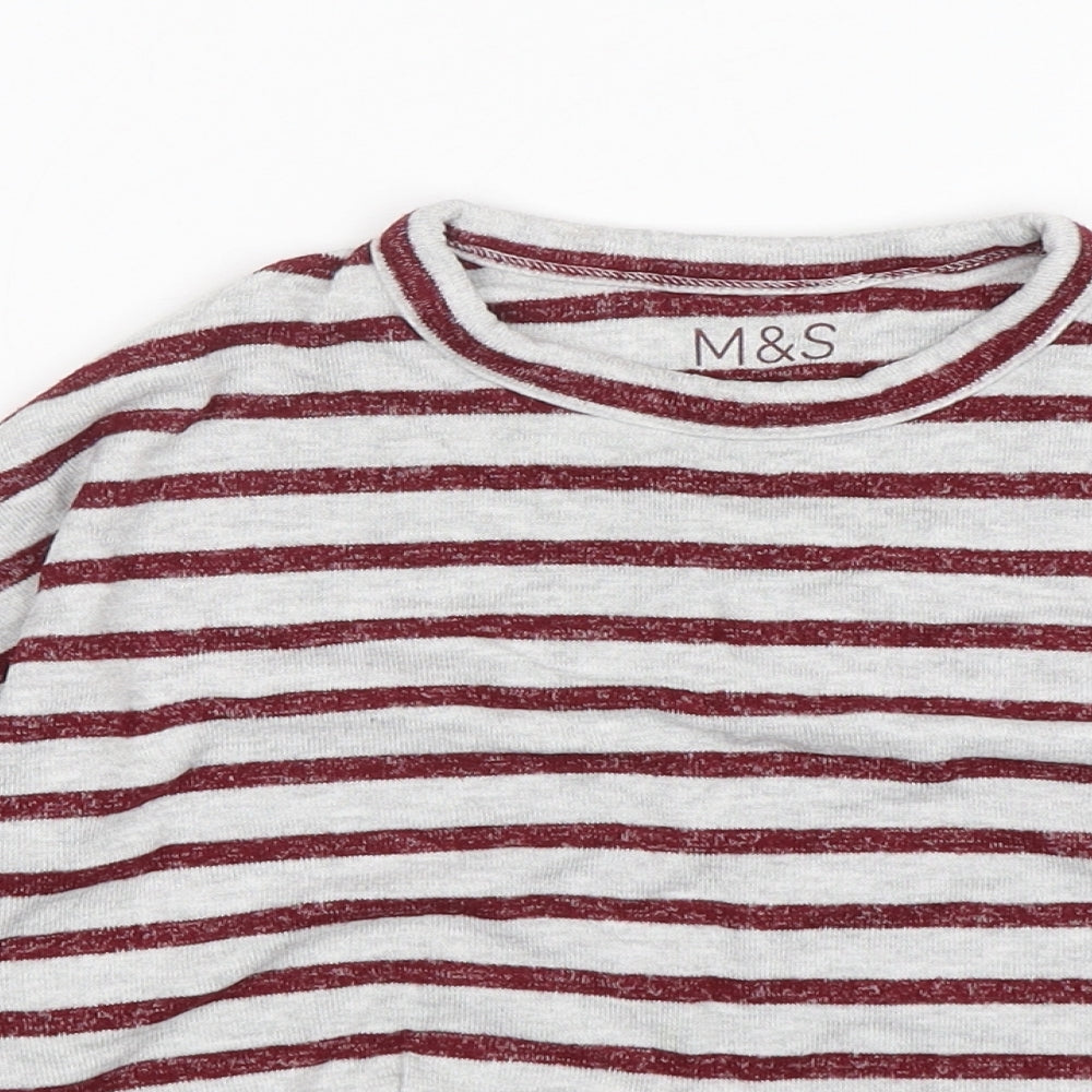 M&S Girls Multicoloured Striped Viscose Pullover Sweatshirt Size 8-9 Years