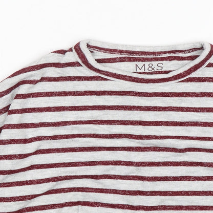 M&S Girls Multicoloured Striped Viscose Pullover Sweatshirt Size 8-9 Years