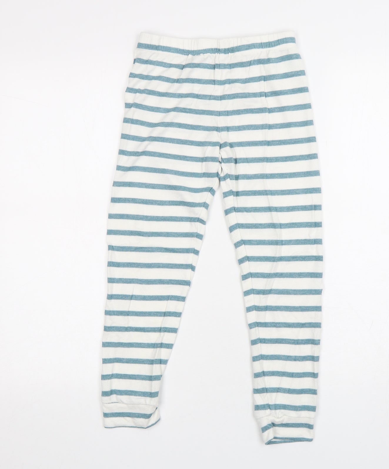 M&S Girls Multicoloured Striped Viscose Sweatpants Trousers Size 8-9 Years  Regular