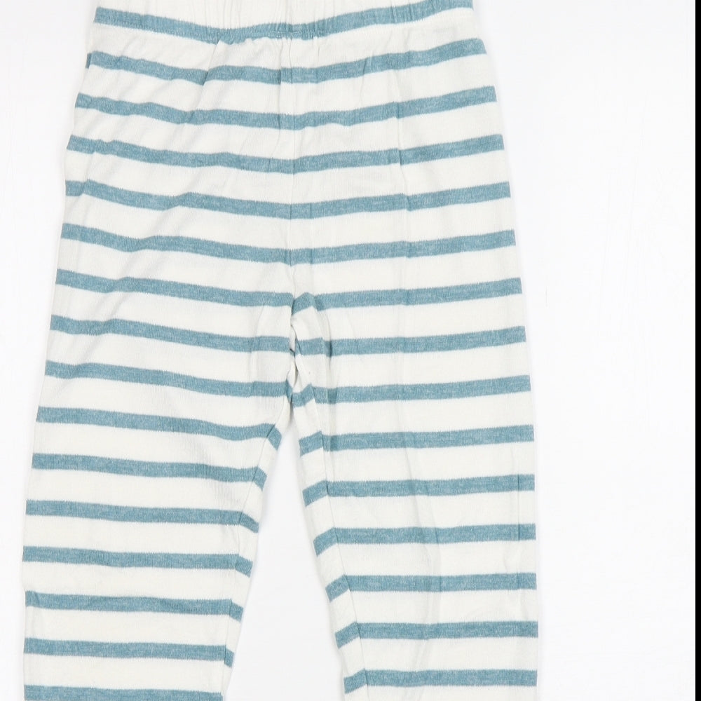 M&S Girls Multicoloured Striped Viscose Sweatpants Trousers Size 8-9 Years  Regular